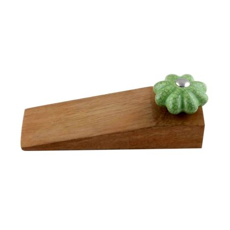 Green Crackle Melon Ceramic Wooden Door Stopper